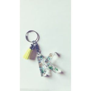 Monogram Resin Personalized letter K keychain